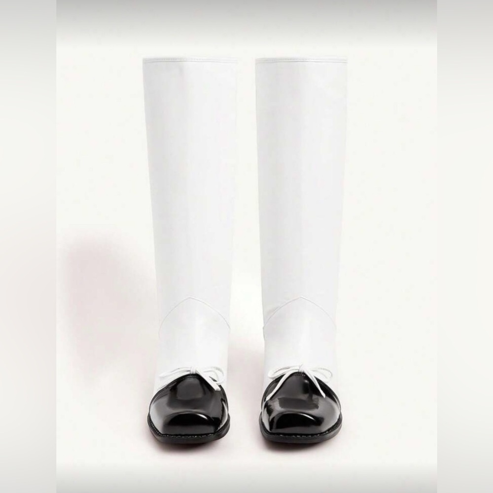 Stylish White and Black Knee-High Boots - Picture 5 of 6